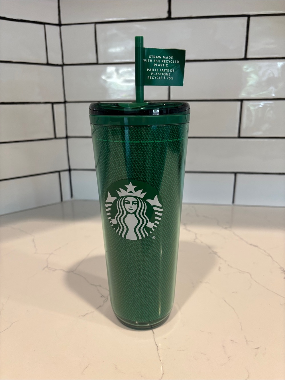 Starbucks Green Reusable Tumbler with Logo and Straw
